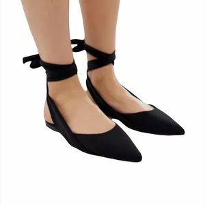 ASOS Black Ankle Tie Flats